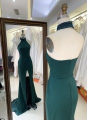 Plus Size Evening Dress with High Slit and the Zipper Back for Women Elegant Floor-length Dress