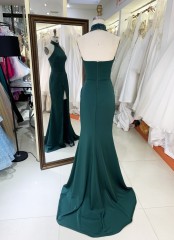 Plus Size Evening Dress with High Slit and the Zipper Back for Women Elegant Floor-length Dress