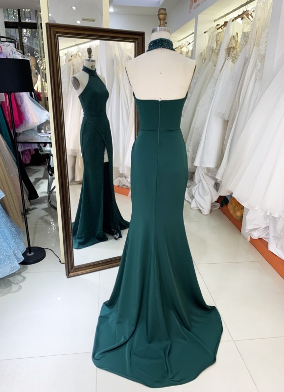 Plus Size Evening Dress with High Slit and the Zipper Back for Women Elegant Floor-length Dress