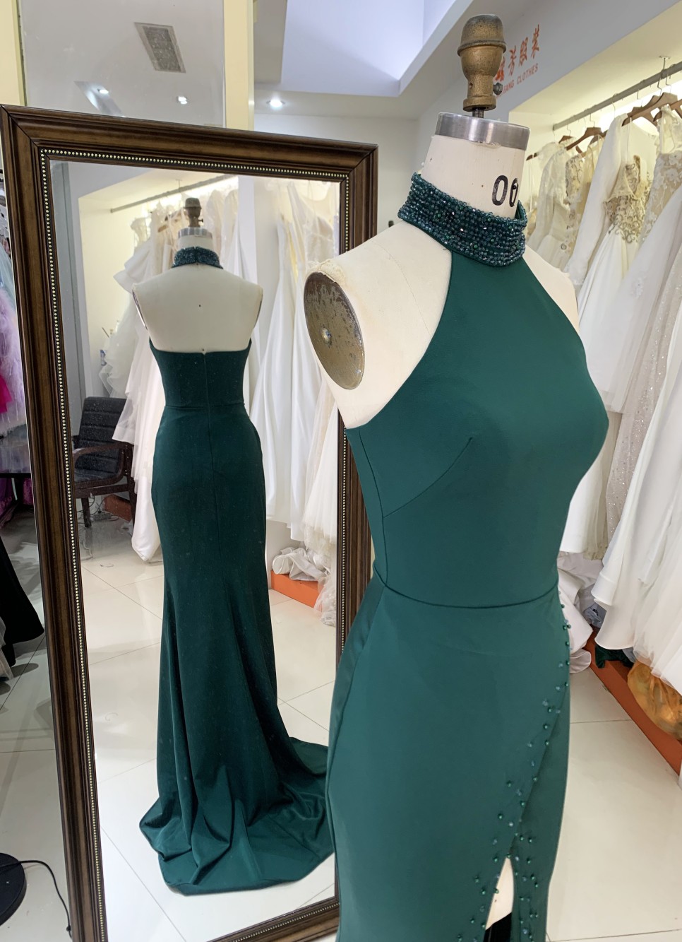 Plus Size Evening Dress with High Slit and the Zipper Back for Women Elegant Floor-length Dress