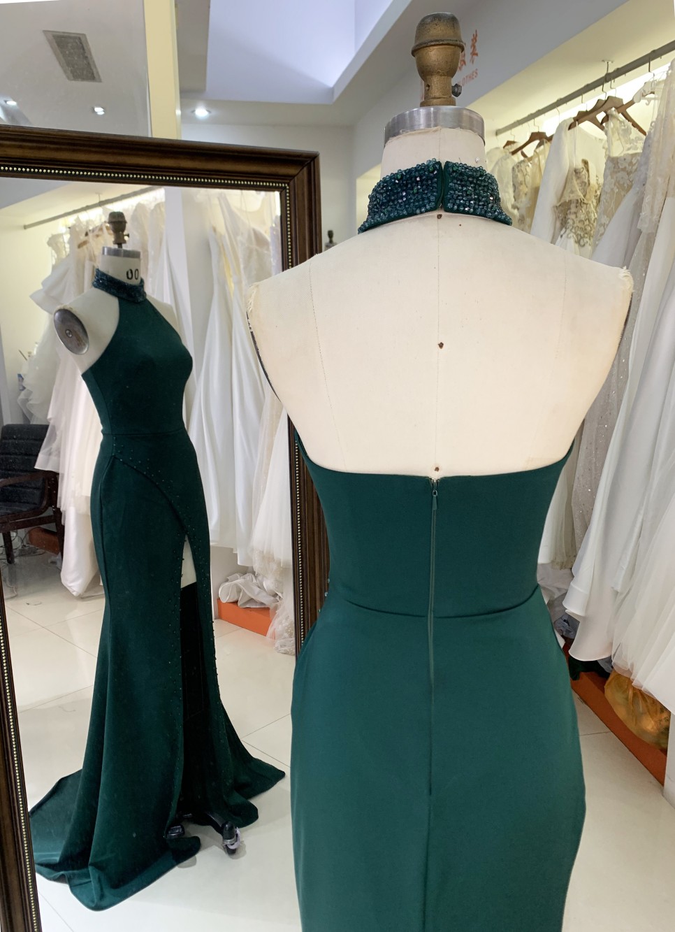 Plus Size Evening Dress with High Slit and the Zipper Back for Women Elegant Floor-length Dress