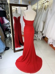 Elegant Long Prom Dresses with Split Red Evening Dresses New Products with Zipper Back