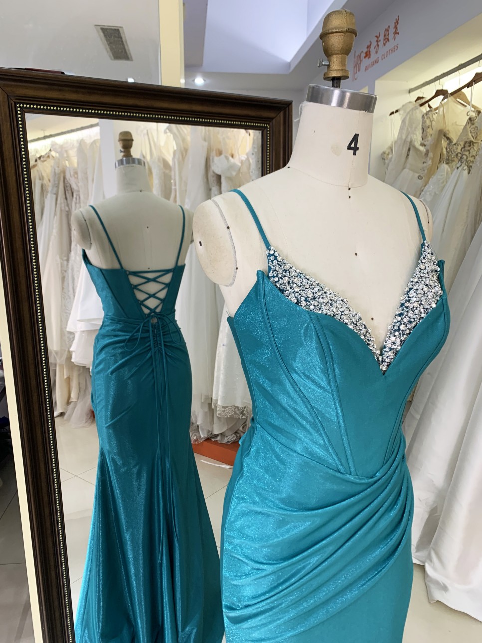 Wholesale Women's Elegant Floor-Length Dress with Rhinestones Elegant Party Evening Dress