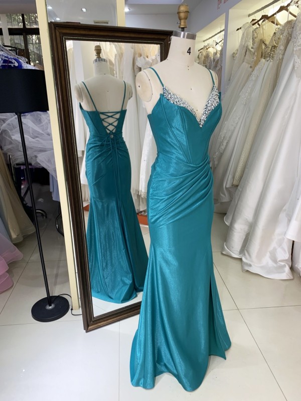 Wholesale Women's Elegant Floor-Length Dress with Rhinestones Elegant Party Evening Dress