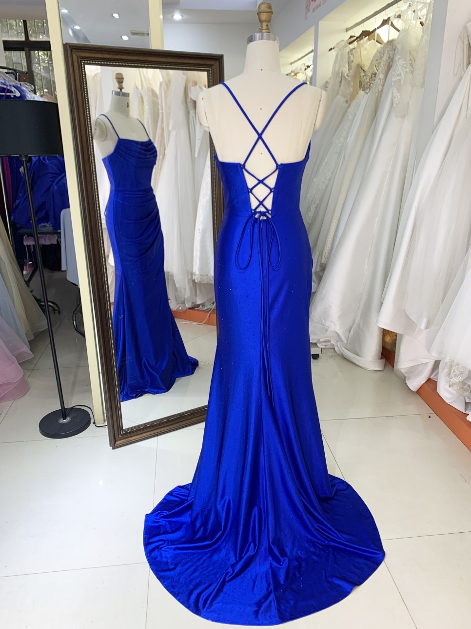 Hot Designs Manufacturer Satin Maxi Dress Evening Party with Lace up Back Split Slim Party Evening Dress