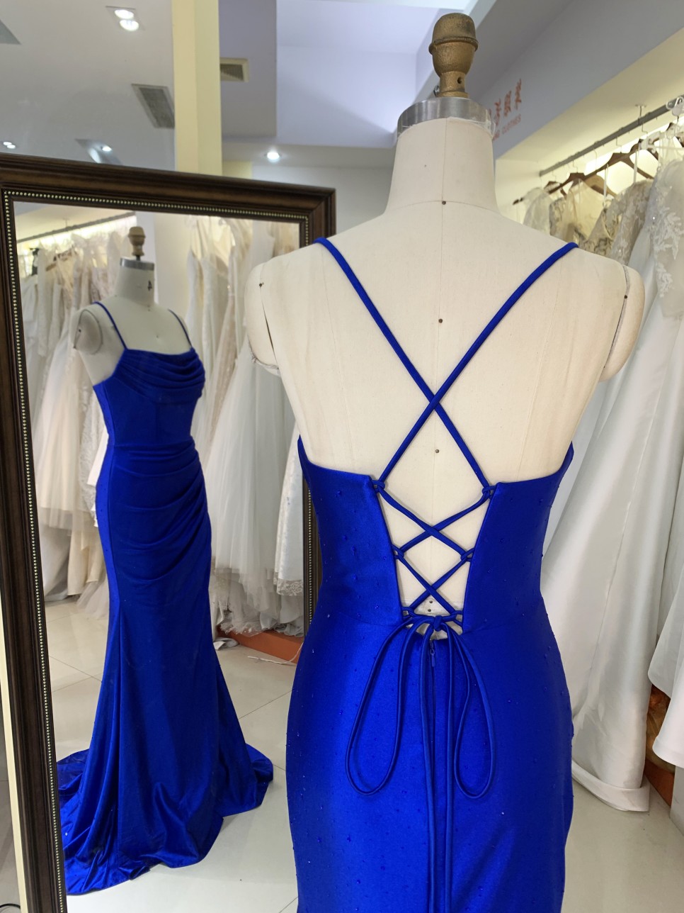 Hot Designs Manufacturer Satin Maxi Dress Evening Party with Lace up Back Split Slim Party Evening Dress