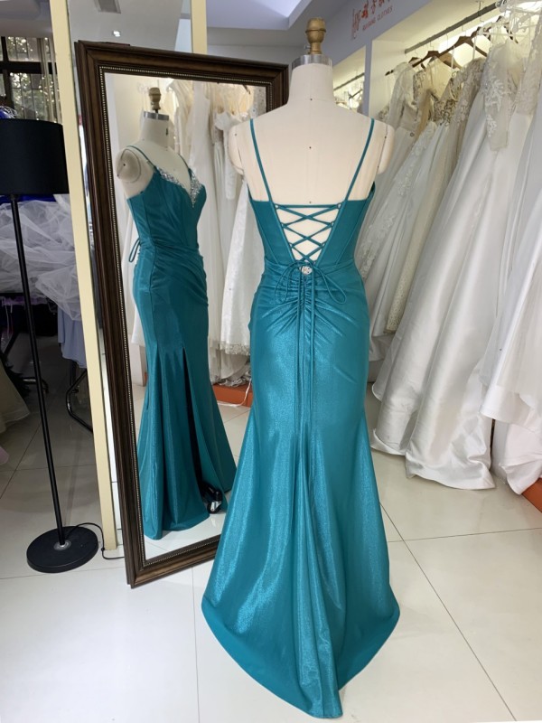 Wholesale Women's Elegant Floor-Length Dress with Rhinestones Elegant Party Evening Dress