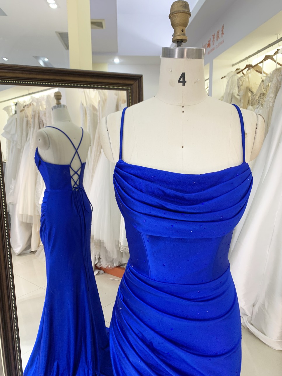 Hot Designs Manufacturer Satin Maxi Dress Evening Party with Lace up Back Split Slim Party Evening Dress