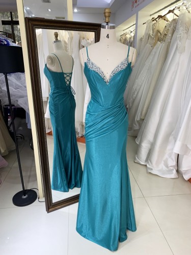 Wholesale Women's Elegant Floor-Length Dress with Rhinestones Elegant Party Evening Dress