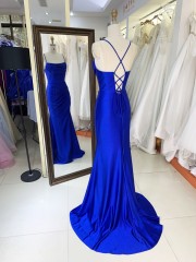 Hot Designs Manufacturer Satin Maxi Dress Evening Party with Lace up Back Split Slim Party Evening Dress