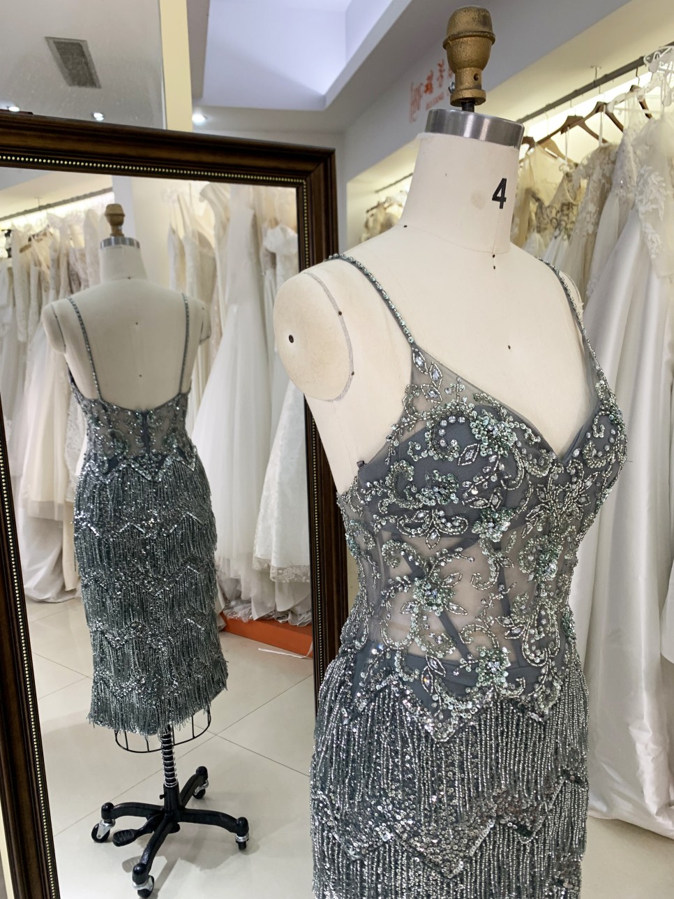 Elegant Ladies Evening Prom Dress 2026 Wholesale V-Neck Midi Length Tassel Sequins Beading Embroidery Natural for Parties