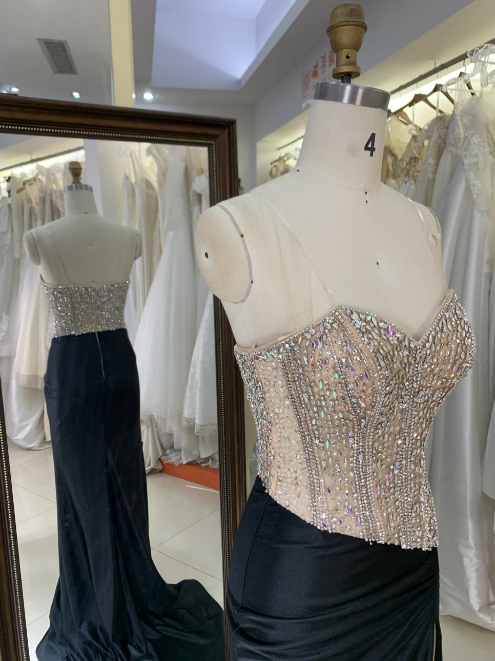 Black Satin Mermaid Dresses Nude Tassel Beaded Shoulder Chain Hand Pleated Corset Bodice Natural Waistline for Parties-Wholesale