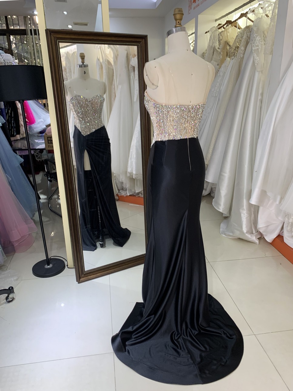 Black Satin Mermaid Dresses Nude Tassel Beaded Shoulder Chain Hand Pleated Corset Bodice Natural Waistline for Parties-Wholesale
