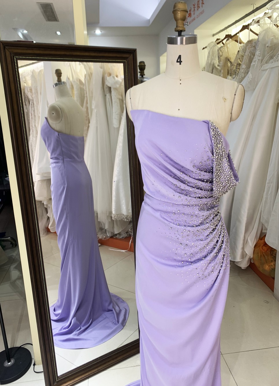 Off the Shoulder Stone Evening Dress Charming Asymmetrical Beading Stretch Satin Prom Dress Evening Dresses Women