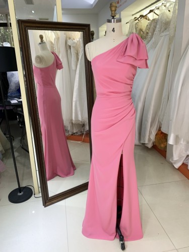 Elegant Long Evening Dress One Shoulder Floor Length High Slit Formal Party Evening Dresses Dinner Dresses Women