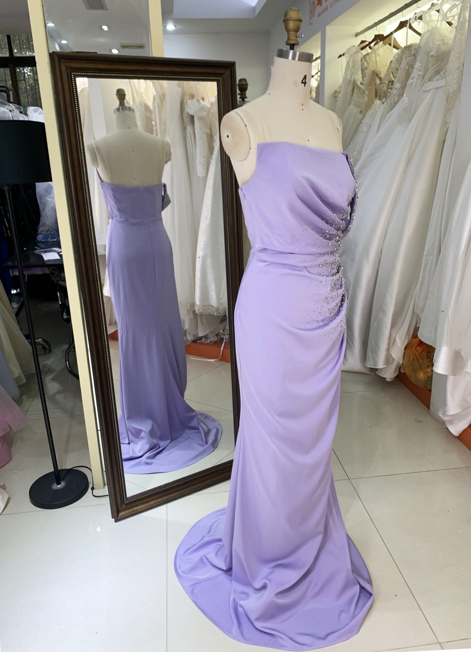 Off the Shoulder Stone Evening Dress Charming Asymmetrical Beading Stretch Satin Prom Dress Evening Dresses Women