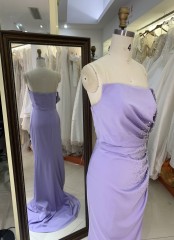 Off the Shoulder Stone Evening Dress Charming Asymmetrical Beading Stretch Satin Prom Dress Evening Dresses Women