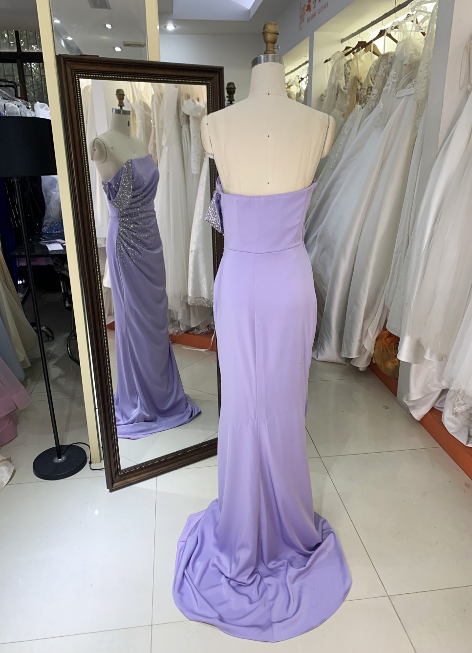 Off the Shoulder Stone Evening Dress Charming Asymmetrical Beading Stretch Satin Prom Dress Evening Dresses Women