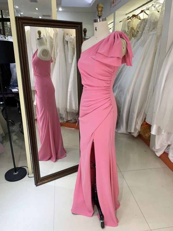 Elegant Long Evening Dress One Shoulder Floor Length High Slit Formal Party Evening Dresses Dinner Dresses Women