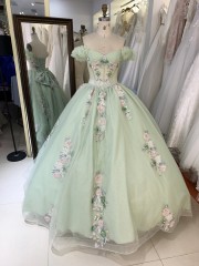 Elegant Princess Quinceanera Dresses Ball Gown Beaded 3D Flowers Party Sweet Party Dress Quinceanera