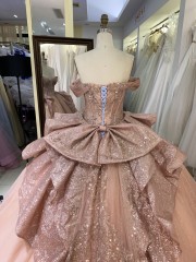 Wholesale New Design Birthday Party Off the Shoulder Beaded Sparkly Puffy Sweet Quinceanera Party Prom Dress