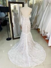 2025 New Luxury French Embroidery Applique V-neck Bridal Wedding Dress Party Lace Custom Lace Elegant Mermaid Wedding Dress