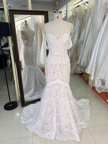 2025 New Luxury French Embroidery Applique V-neck Bridal Wedding Dress Party Lace Custom Lace Elegant Mermaid Wedding Dress