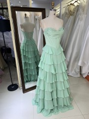 Women's High-End Ball Gown Prom Dress Boning Bodice Ruffle Princess Skirt with Sweetheart Evening Dresses Sleeveless