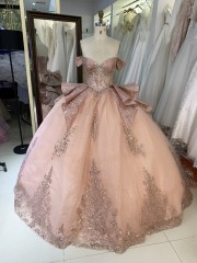 Wholesale New Design Birthday Party Off the Shoulder Beaded Sparkly Puffy Sweet Quinceanera Party Prom Dress