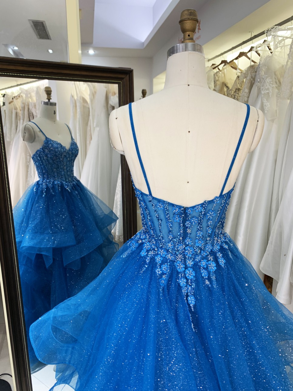 Tulle Prom Dress Women High Waist Lace Appliques Pleated Evening Dresses Long Prom Evening Gown Dress