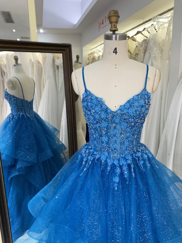 Tulle Prom Dress Women High Waist Lace Appliques Pleated Evening Dresses Long Prom Evening Gown Dress