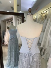 2025 Gray Stunning Fitted Evening Gown Women's Luxury Evening Dress Shawl Formal Party Dress Long Dress for Girls