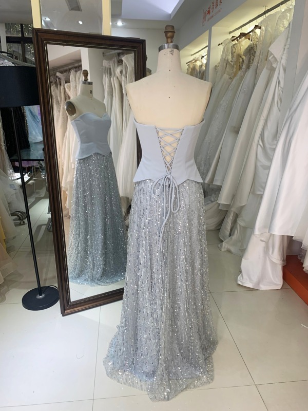 2025 Gray Stunning Fitted Evening Gown Women's Luxury Evening Dress Shawl Formal Party Dress Long Dress for Girls