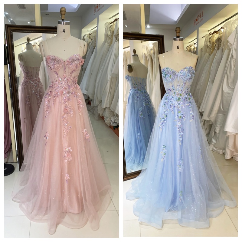 2026 Wholesale Pink Evening Dress Off-Shoulder Prom Dress with Lace Flower Embroidery Party-Style Natural Waistline