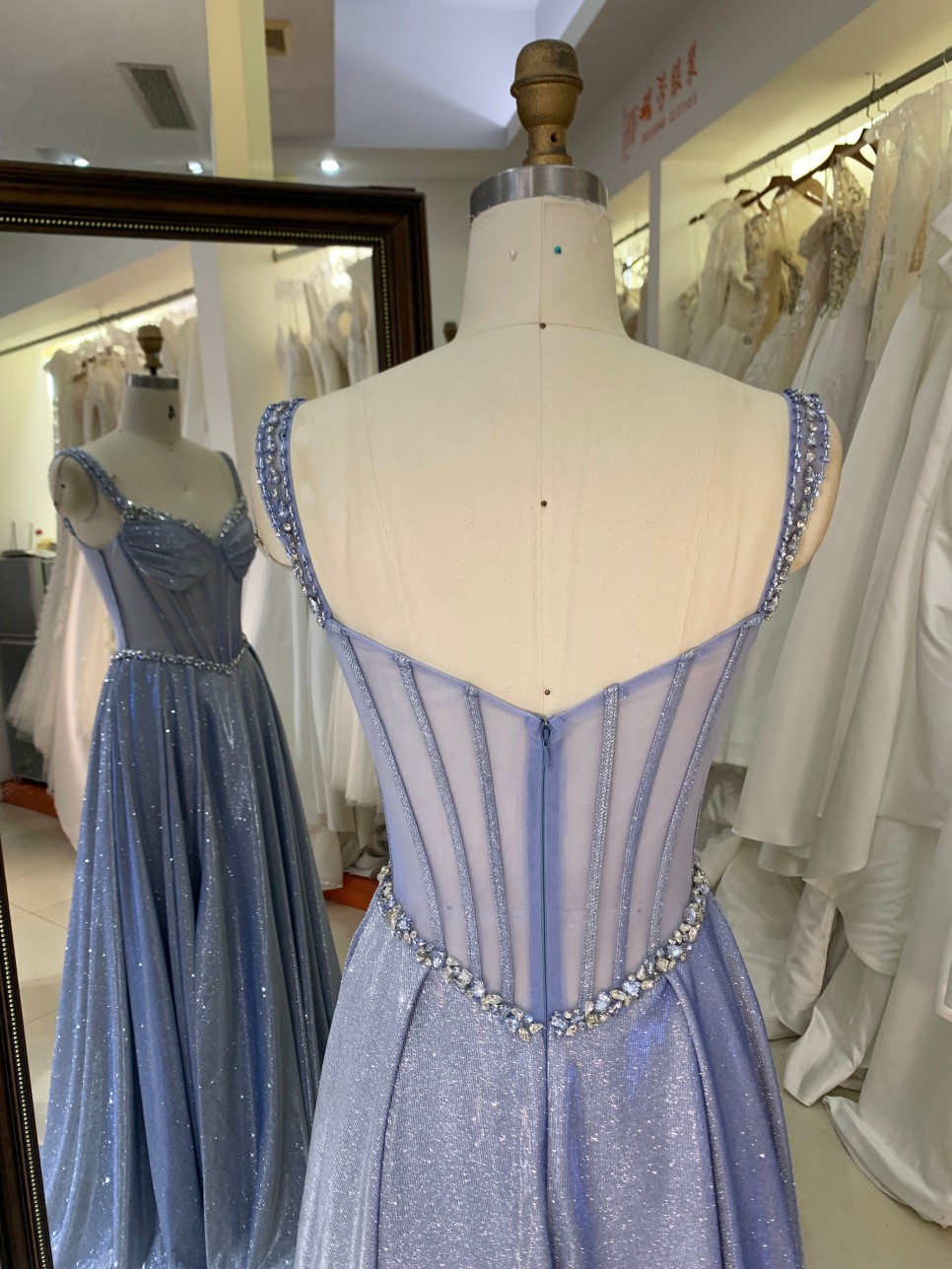 2026 Factory Wholesale Elegant Long Prom Dresses with Rhinestone Floor-length Evening Dress for Party