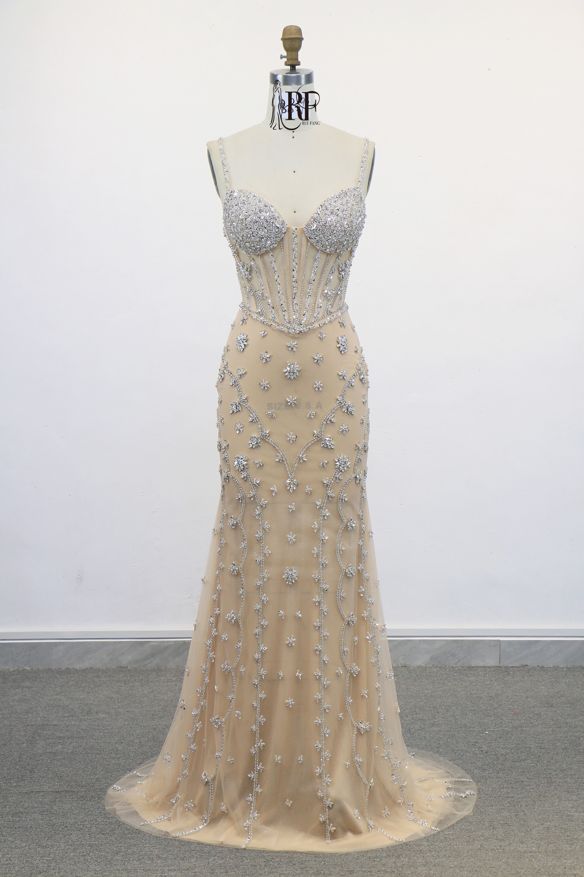 Full Beaded by Hand Made Beaded Straps a Line Tulle Skirt Zipper Back Evening Dress Romantic and Sophisticated Prom Dresses