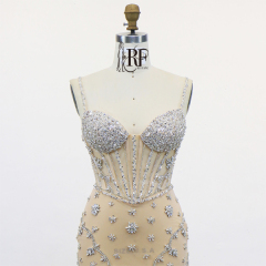 Full Beaded by Hand Made Beaded Straps a Line Tulle Skirt Zipper Back Evening Dress Romantic and Sophisticated Prom Dresses