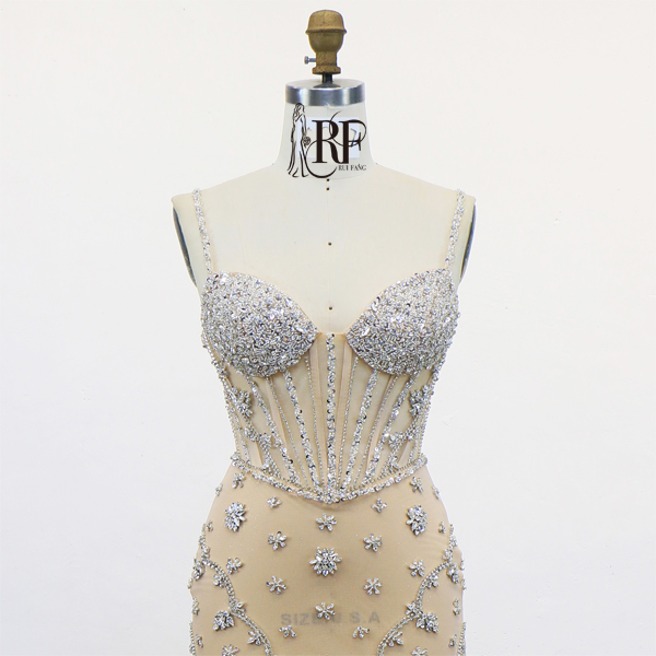 Full Beaded by Hand Made Beaded Straps a Line Tulle Skirt Zipper Back Evening Dress Romantic and Sophisticated Prom Dresses