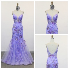 2025 New Trendy Floral Prom Dress American New Party Sequin Mermaid Evening Dresses 2026 Women Prom Dress