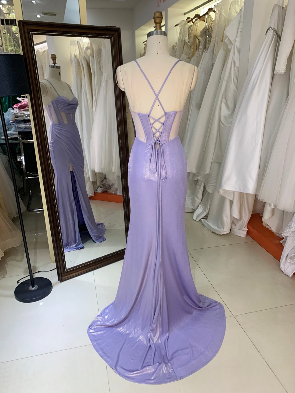 New Fashion Design Purple Color Evening Party Dresses With Lace up Back for Women Elegant Floor-length Dress