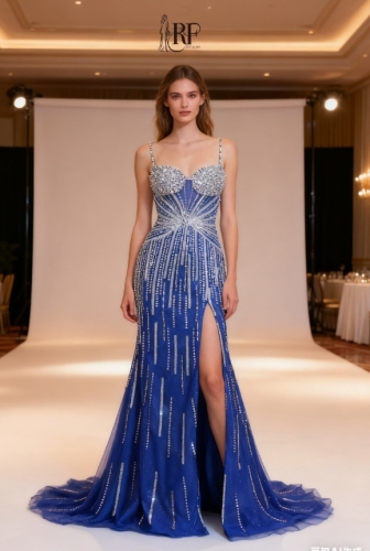 New America Wholesale LA Brand Beading Chain Long Evening Dresses Crystal Women's Clothing Prom Dresses