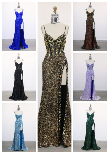 Elegant A-Line Beautiful Floor Length Dressed Evening Dress with Rhinestone Party Long Gown Sexy Party Club Wear