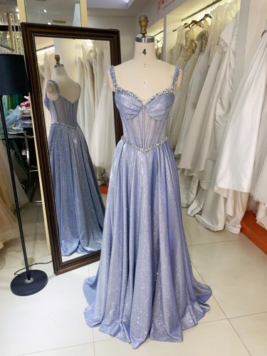 2026 Factory Wholesale Elegant Long Prom Dresses with Rhinestone Floor-length Evening Dress for Party