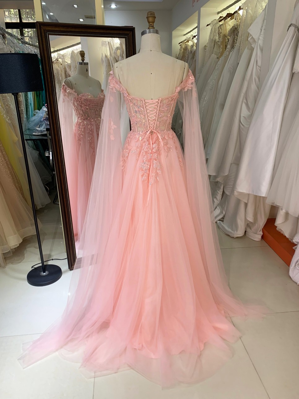 Sparkle Pink A-Line Evening Party Gown Glitter Spaghetti Strap Sweetheart Crystal Prom Dress Sweep Floor-Length Princess