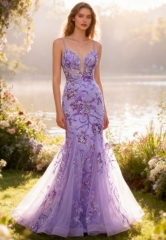 2025 New Trendy Floral Prom Dress American New Party Sequin Mermaid Evening Dresses 2026 Women Prom Dress