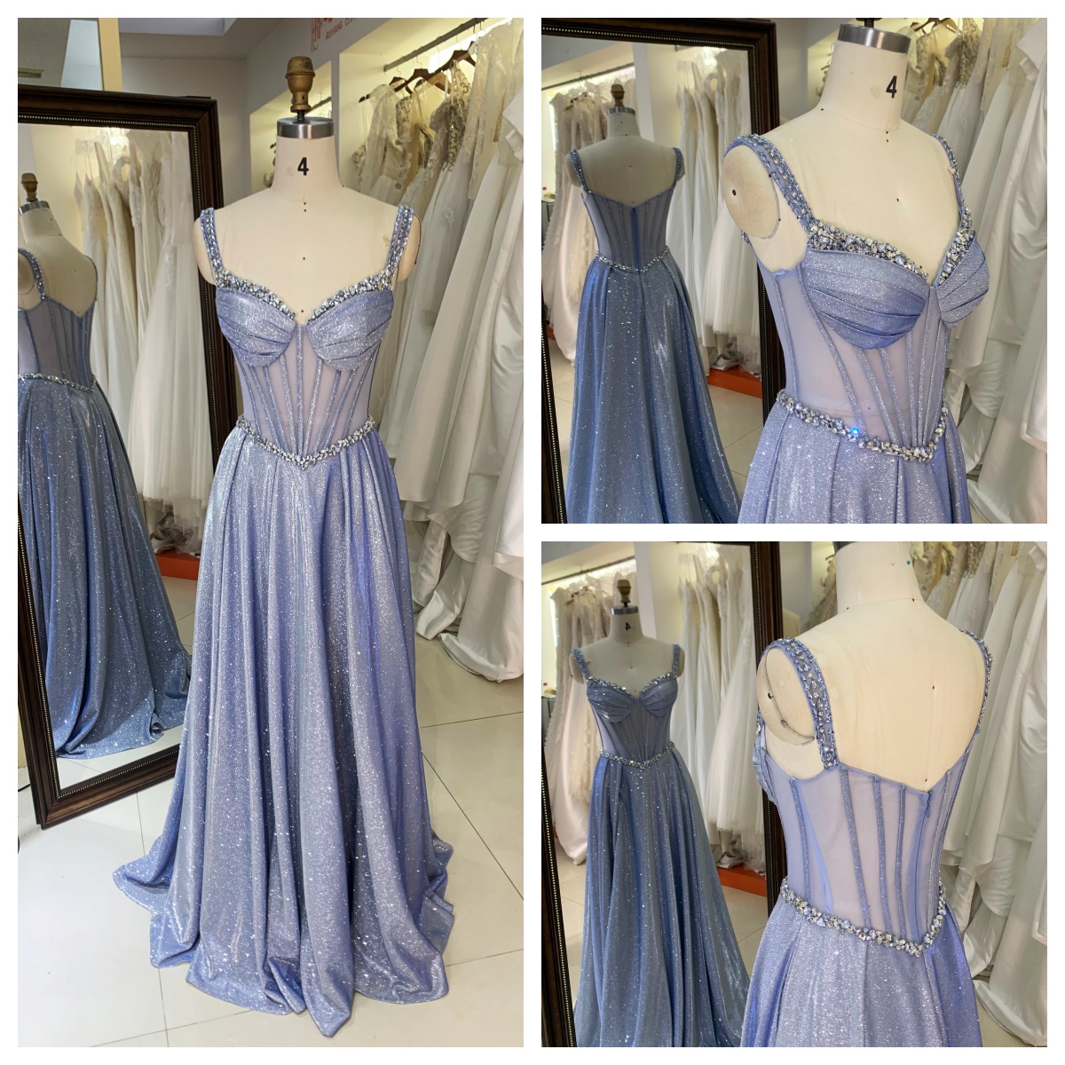 2026 Factory Wholesale Elegant Long Prom Dresses with Rhinestone Floor-length Evening Dress for Party