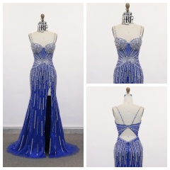 New America Wholesale LA Brand Beading Chain Long Evening Dresses Crystal Women's Clothing Prom Dresses