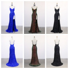 Elegant A-Line Beautiful Floor Length Dressed Evening Dress with Rhinestone Party Long Gown Sexy Party Club Wear