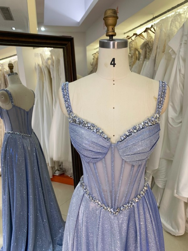 2026 Factory Wholesale Elegant Long Prom Dresses with Rhinestone Floor-length Evening Dress for Party