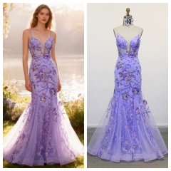 2025 New Trendy Floral Prom Dress American New Party Sequin Mermaid Evening Dresses 2026 Women Prom Dress